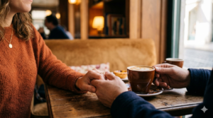 Detalhe de conexão emocional e diálogo saudável entre marido e mulher - Como ter conversas interessantes com a esposa