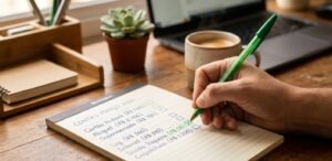 Sair das Dívidas em Casal - Checklist de dívidas sendo marcadas como pagas, demonstrando o passo a passo para a liberdade financeira